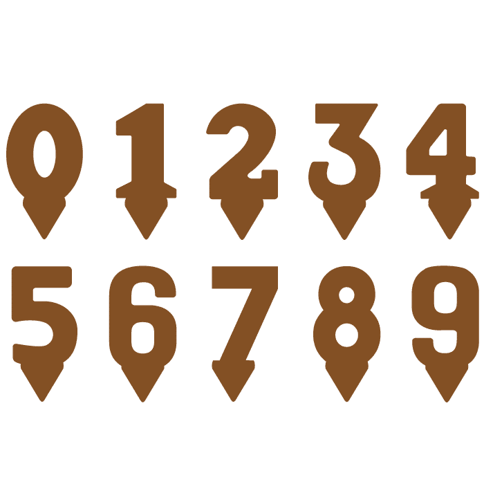 Décor alimentaire blister chiffres à piquer 70x40mm chocolat lait sérigraphié