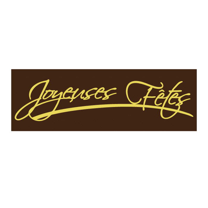 Décor alimentaire plaquette joyeuses fêtes chocolat noir sérigraphié
